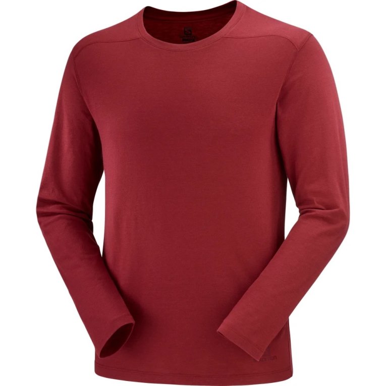 Red Salomon Essential Long Sleeve Men's T-Shirts | PH 05386M